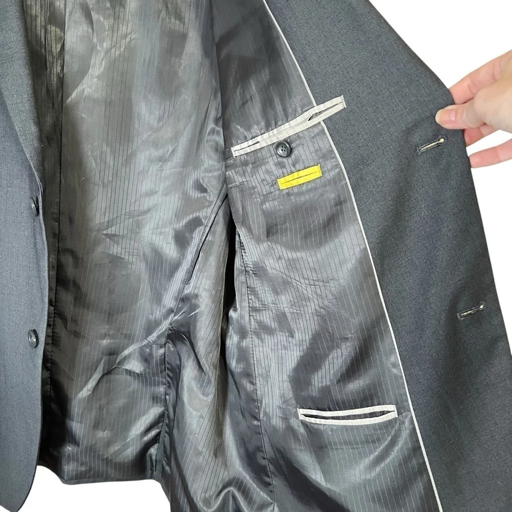 Caravelli Harry 2-Button Blazer Superior 150s Sz 46L Suit Jacket Dark Gray Italy